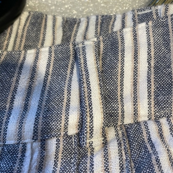 Abercrombie & Fitch Ultra High Rise Blue Linen Striped Pants wide leg Small - Picture 9 of 13